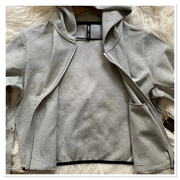 NWT NOBULL Zip Up Hooded Athletic Jacket Heathered Gray Size Small - Picture 3 of 9